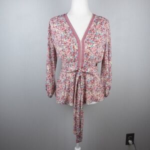 Max Studio Colorful V-Neck Top Ties in the Front Size Medium‎